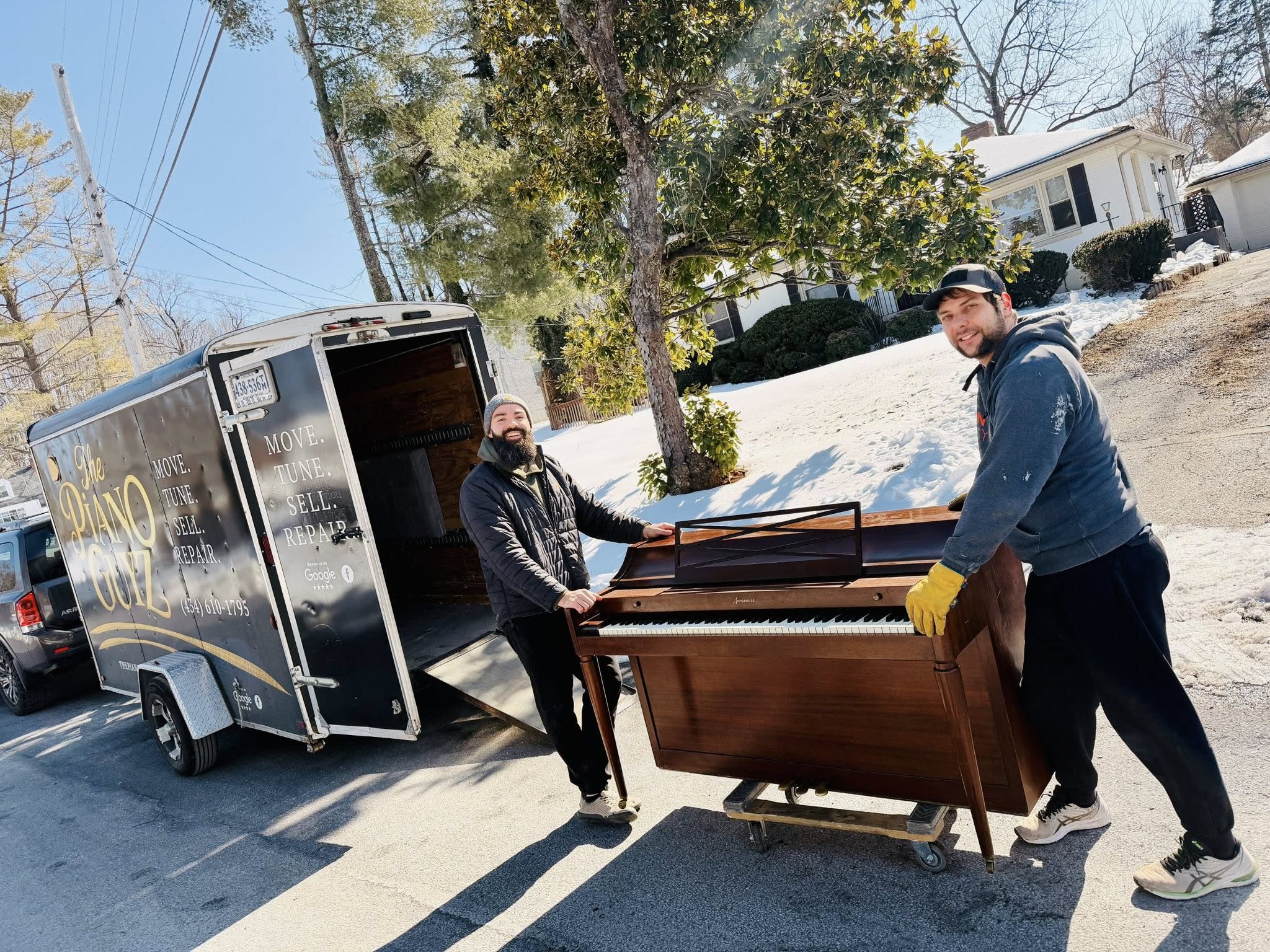 Piano being prepared for sale